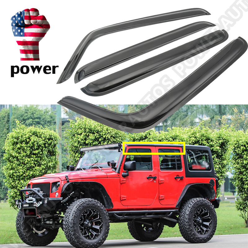 4PC Window Visors Fit For 20072018 Jeep Wrangler JK Unlimited Vent Sun