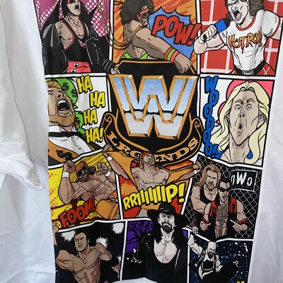 WWE Cartoon Bret Heart Macho Man Rock Flair Hulk Hogan Austin Men T-Shirt XXXL