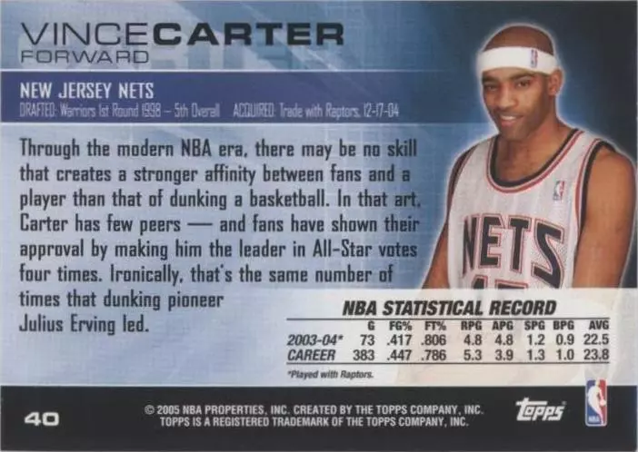 2004-05 Topps Luxury Box - Vince Carter #40