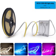 5V 5mm width COB LED light strip 320LED/m Battery box Powered Flexible light bar