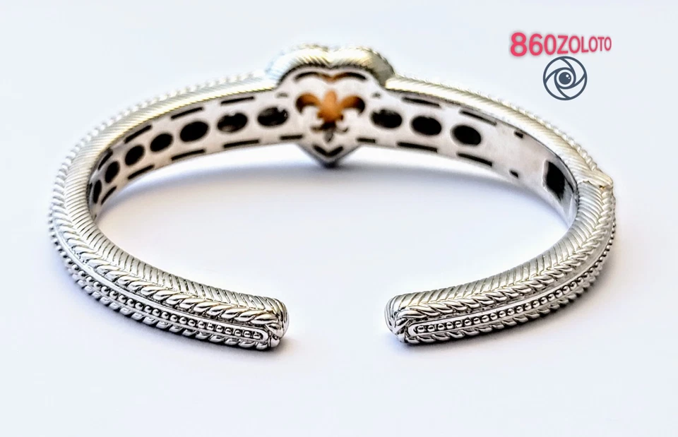 NEW RIPKA RETIRED 925 SILVER SMOKY QUARTZ HEART DIAMONIQUE HINGED CUFF BRACELET - Image 4 of 4