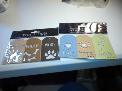 2- 3packs each Deluxe Cuts Word Tags assorted  3 Different Cardstock Tags
