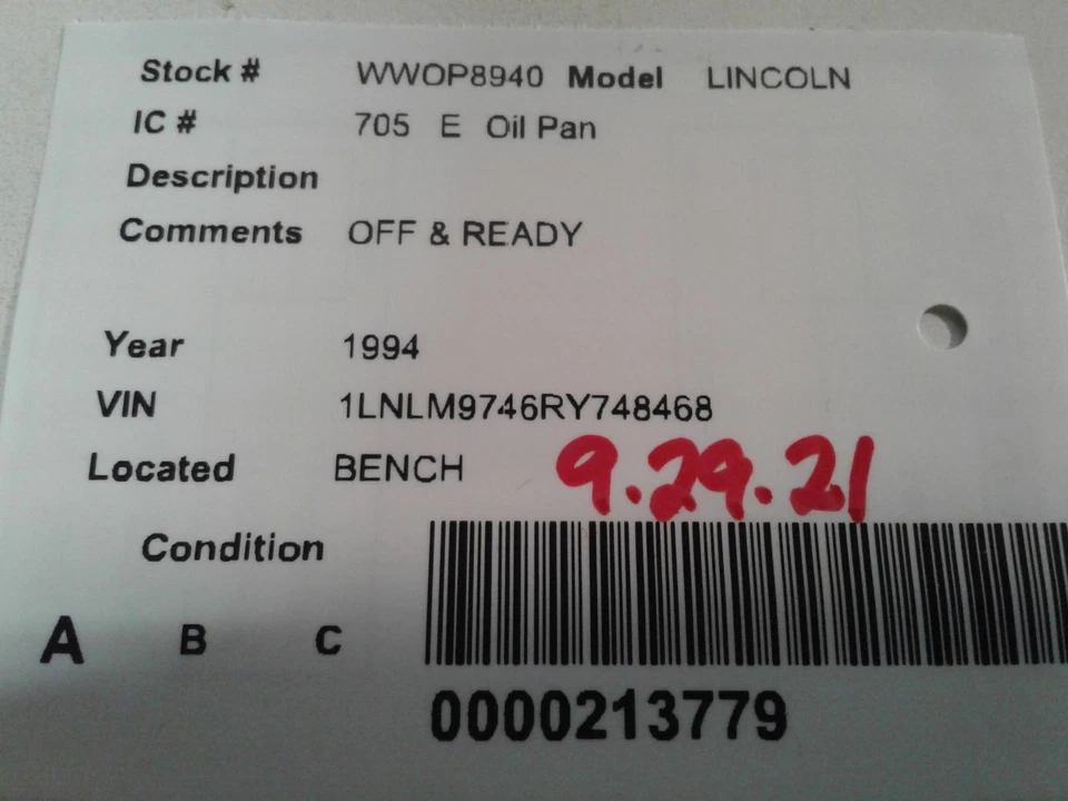 Used Engine Oil Pan fits: 1994 Lincoln continental 6-232 3.8L w/low oil - Image 4 of 4