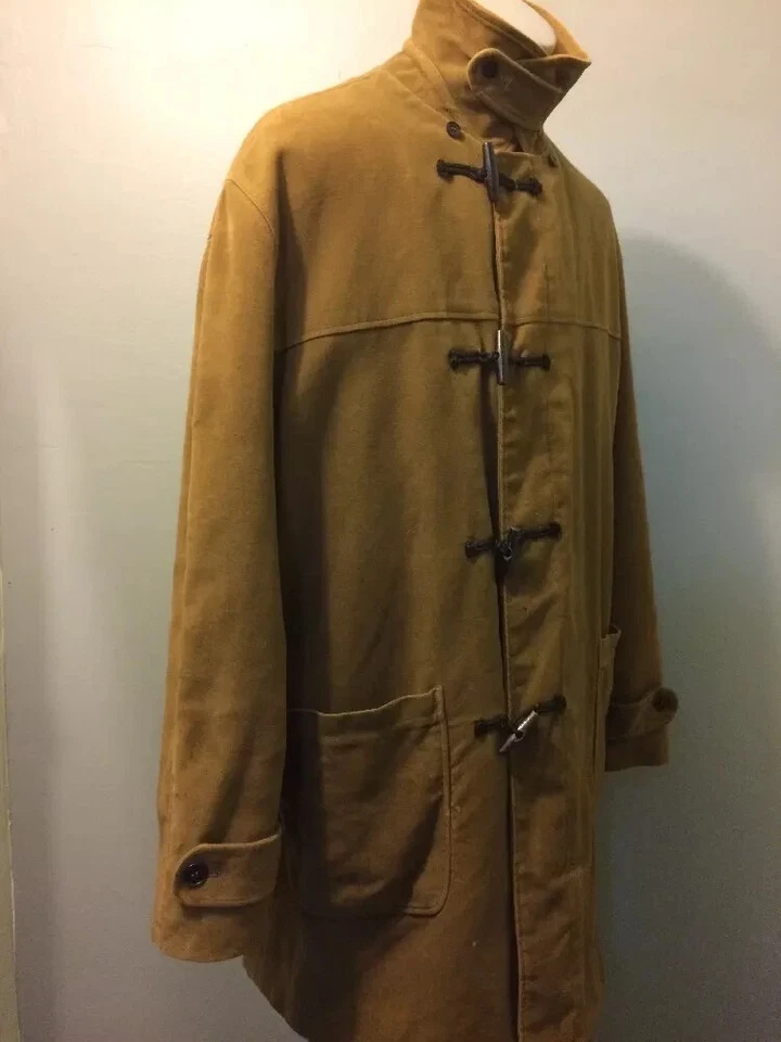 Vtg 60s 70s Green Duffle Coat Jacket XL Mod Liam Gallagher Faux Suede Parka - Image 3 of 4
