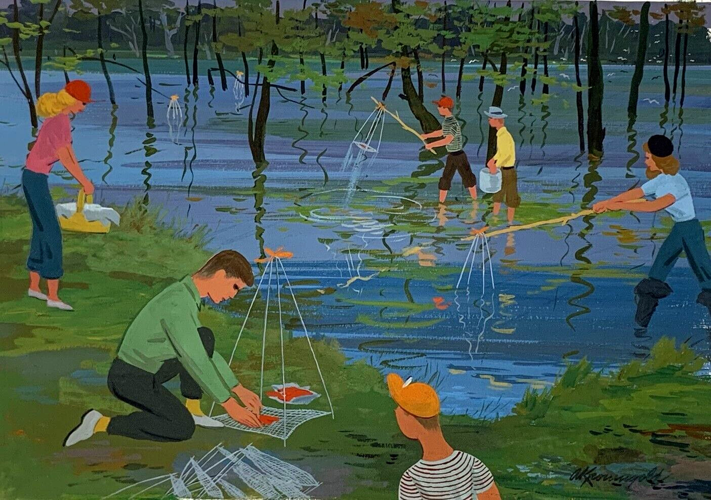 Original Painting Artwork By Adolph Kronengold 1955 For Ford Times Magazine 