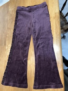 Girls Gymboree NWT Sz 6 Purple-Brown Velour Flare Pants W Side Ruffle NEW