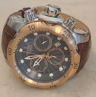 Invicta Reserve Venom 53.7mm #32958 Watch Black Dial Brown Leather