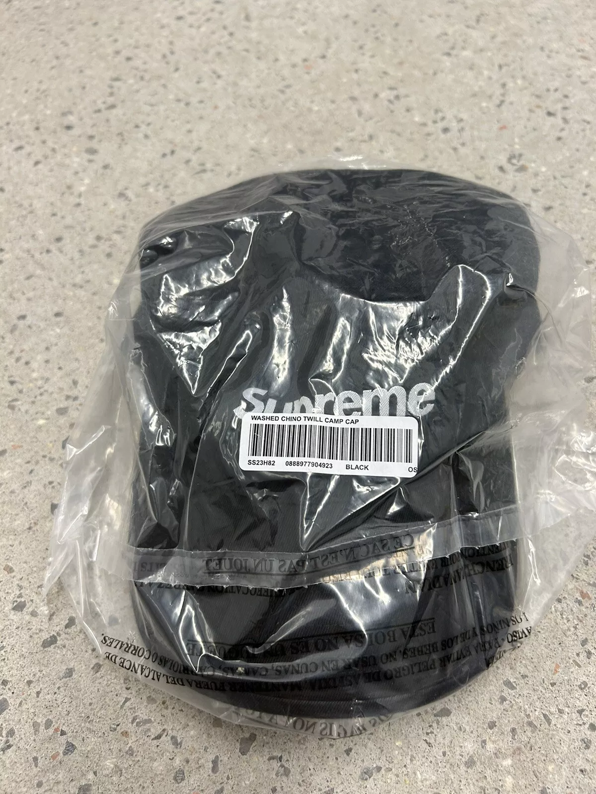 Neuf casquette de camp en sergé chinois lavé Supreme SS23 noire