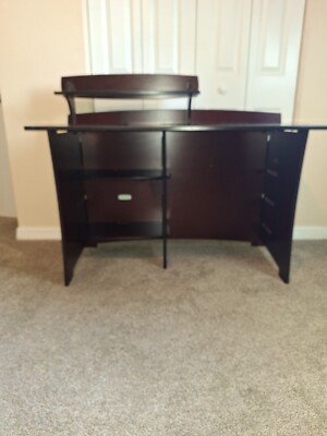 Legare Office Straight Desk With Desk Accessory Shelf Dark Wood