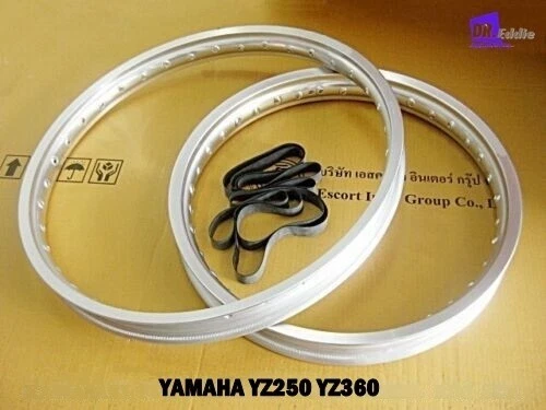 YAMAHA YZ250 YZ360 FRONT & REAR ALUMINIUM SILVER WHEEL RIM SET  *BI5400* Foto 2 de 4