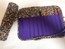 Handmade Quilted Sparkling Tiles cotton fabric crochet hook holder