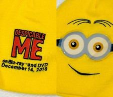 Despicable Me Movie Minion Beanie Hat RARE 2010 DVD Drop Universal Studios NEW
