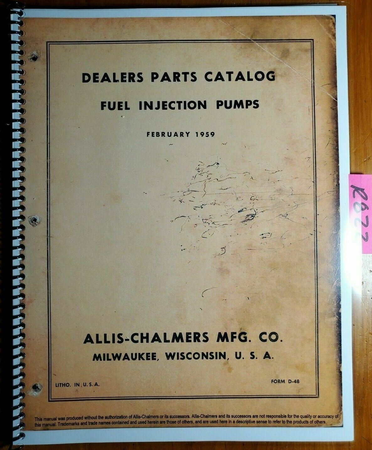 Allis-Chalmers APE PSB Bosch Roosa-Master Fuel Injection Pump Parts Manual 2/59