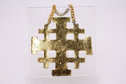 Jerusalem Cross Goldtone Color Enamel Vtg 3" Pendant Wall Hang Mini Tiny Home RV - Bild 3 von 12