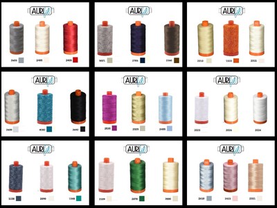 Aurifil Mako Baumwollfaden massiv 50 WT Baumwolle Box mit 4 großen Spulen 4 x 1422 yd
