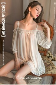 Sexy Lingerie Lace Night Gown Tube Top Sleepwear Pajama Dresses Babydoll Uniform
