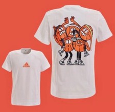 Adidas Mens Basketball STRIPE CREW Short Sleeve Graphic T Shirt Sz M Rare NBA