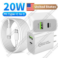For Samsung Galaxy A13 A33 A53 A73 5G 20W PD Fast Wall Charger Dual Type C Cable