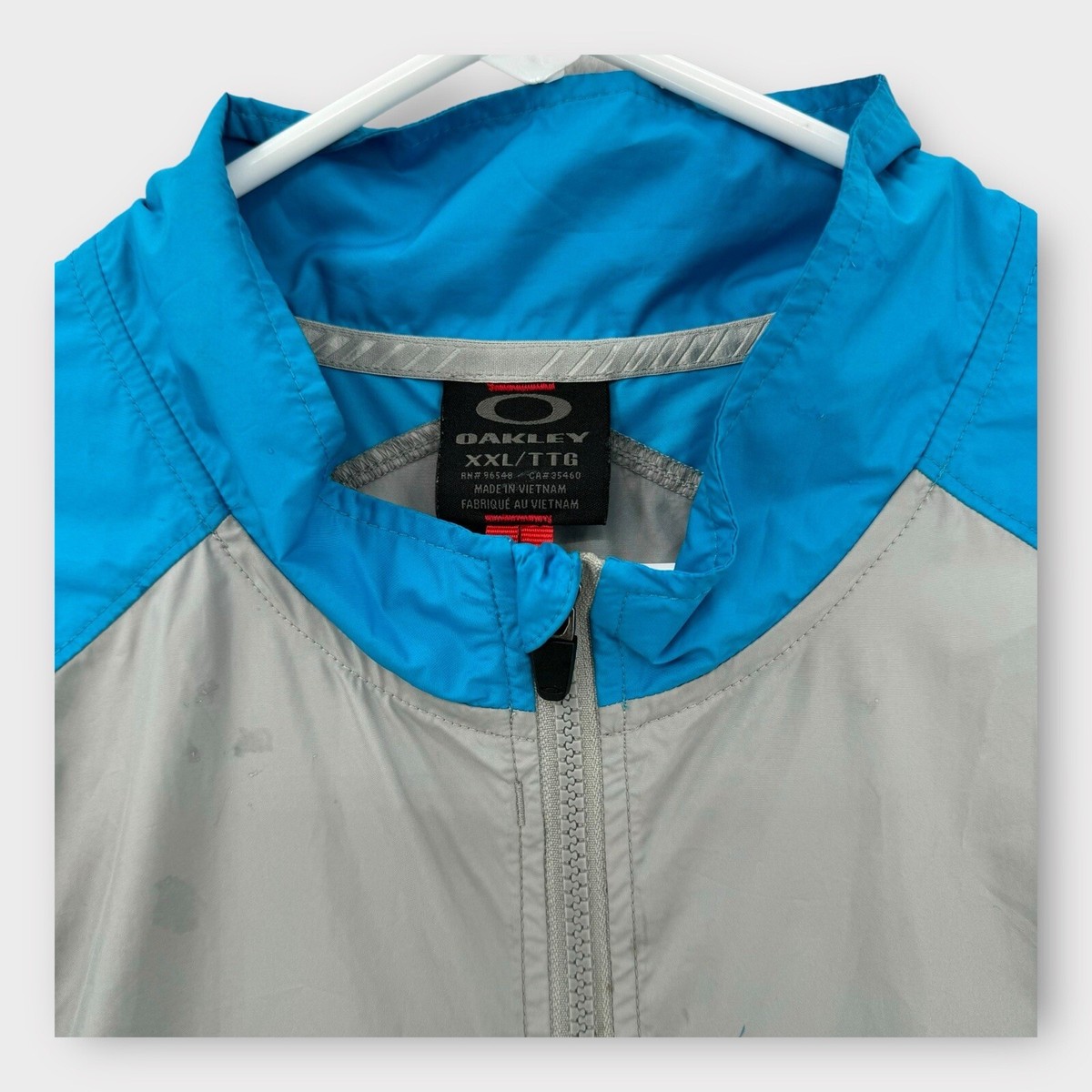 Vintage Oakley Windbreaker Jacket Mens XXL Nylon Blue Gray Turtle