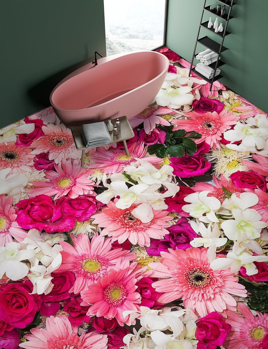 3D Pink Flower SKE3662 Floor WallPaper Print Decal Epoxy