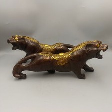 A pair of red copper gilded copper tigers