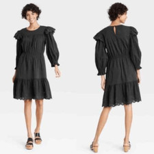 Universal Thread Dress Eyelet Prairie Grey Medium NWT