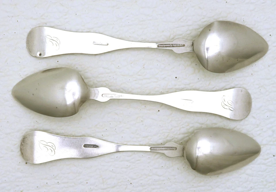 Cuchara de té de plata de 3 monedas americanas tempranas Josiah Gooding Boston MA alrededor de 1810 Foto 3 de 4
