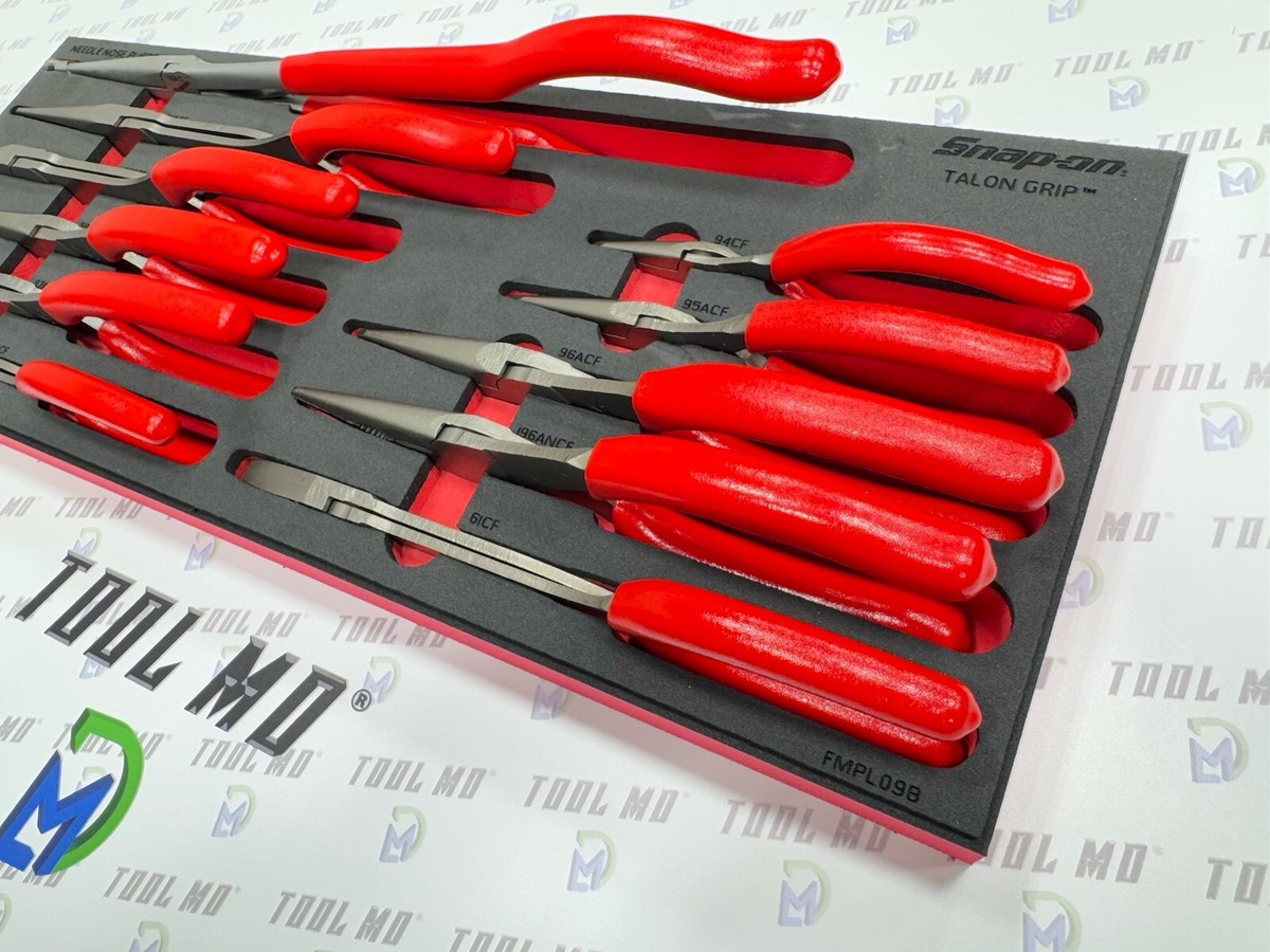 Snap-on Tools USA NEW RED 11-Piece Needle Nose Pliers Foam Set