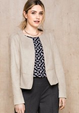 Bianca Size 14 Beige Corinna Collarless Stylish Jacket Suede Look £135