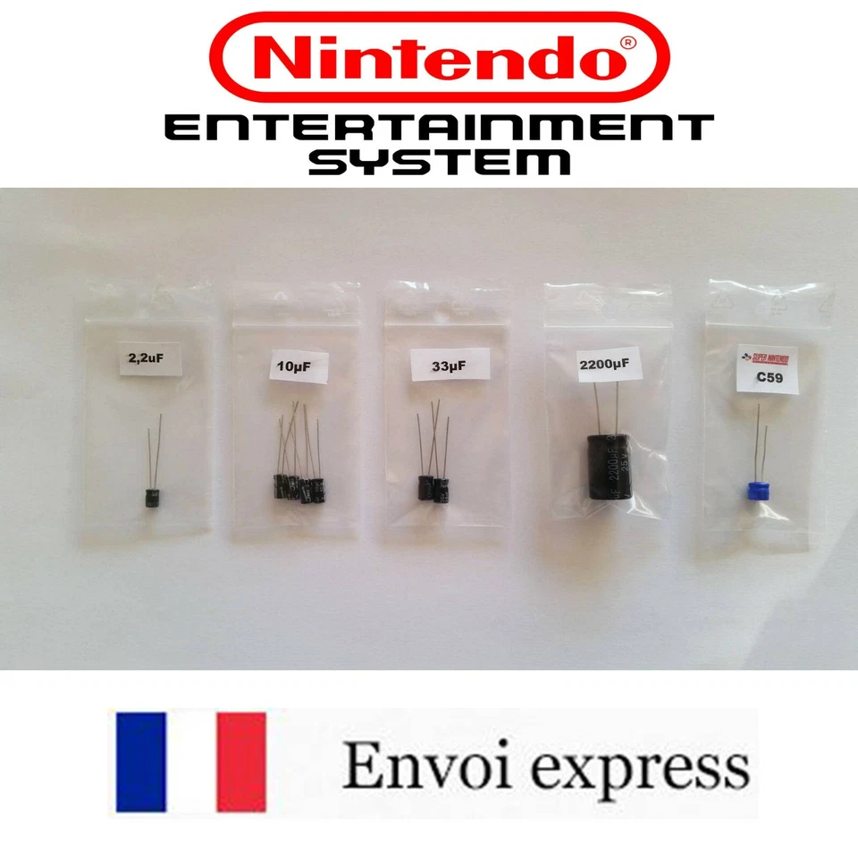Cap Kit condensateurs - Super Nintendo SNES – Capacitors SNSP-CPU-01 SNSP-CPU-02