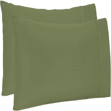4 PCs Pillow Case Set 1000 TC 100% Cotton Moss Solid Queen Size