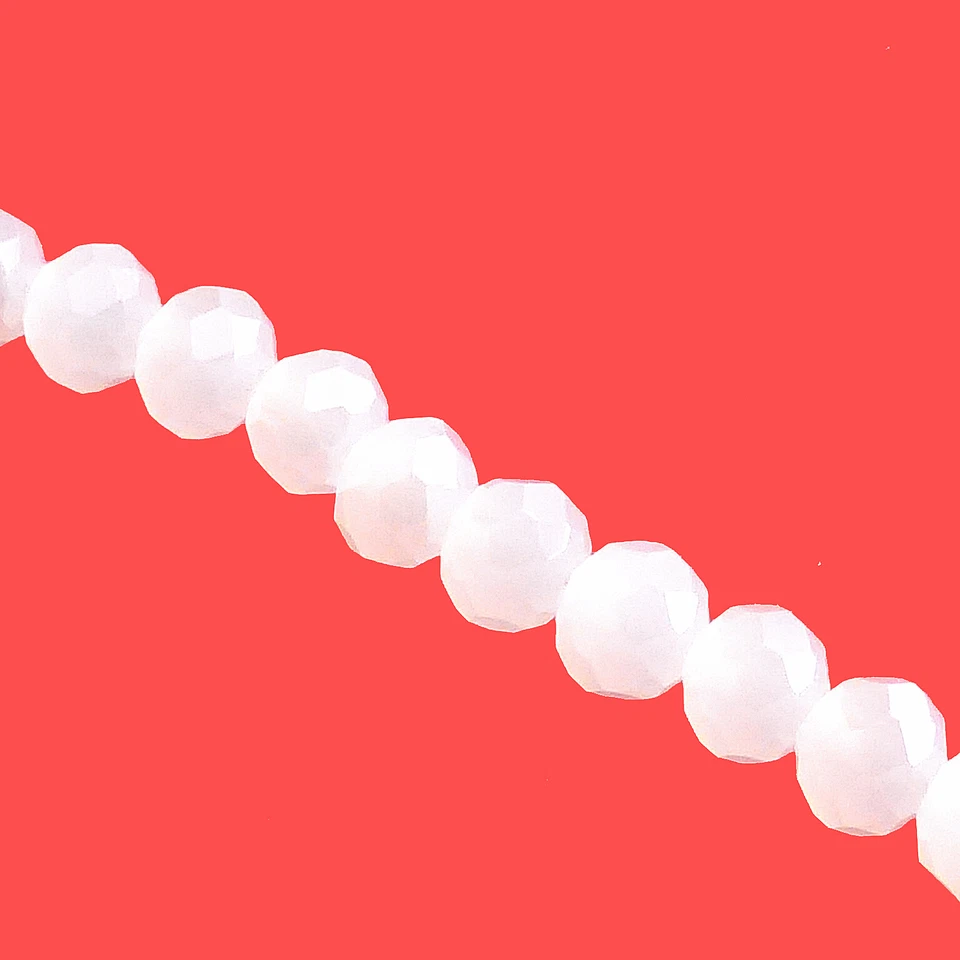 Glasperlen facettiert geschliffen Rondell 4x3,5 mm perlmutt weiß ca. 125 Perlen - Bild 2 von 4