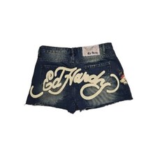 Ed Hardy Love Eternal Denim Jean Shorts Raw Hem Cut-off Y2K inspired Size 31