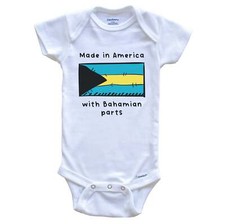 Made In America With Bahamian Parts Bahamas Flag One Piece Baby Bodysuit
