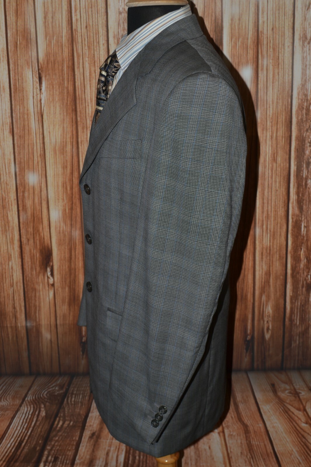 Fendi Men's Gray Plaid 100s Super Wool 3 Front Button Sports Coat Sz 38R thumbnail 3