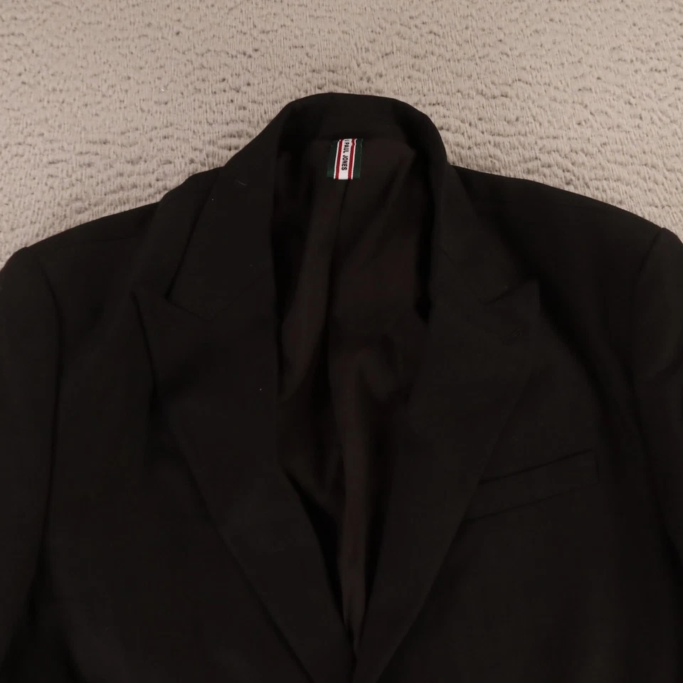 Paul Jones Jacket L Black Linen Cotton Herringbone Self Stripe Patch Pockets 42R - Image 2 of 4