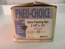 Pneu-Choice Stick Framing Nail 2 1/2" x .121 2M Count Wire Collated #08151