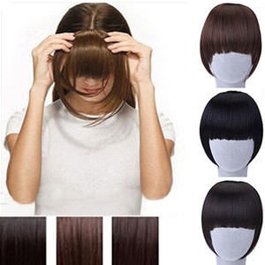 Clip In On Bangs Fringe Fake Hair Extensions Straight Front Neat