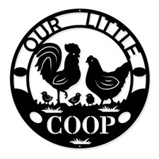 1set Iron Wall tion with 3 Screws Flat Round Rooster Pattern 300mm craft