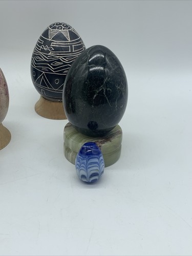 Lot of 6 Decorative Eggs Stone,Glass Random Sizes African, Irish Motifs See Imgs - Picture 2 of 23