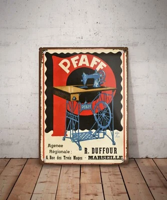 Plaque métal vintage Pfaff machine à coudre Décoration Déco publicité affiche