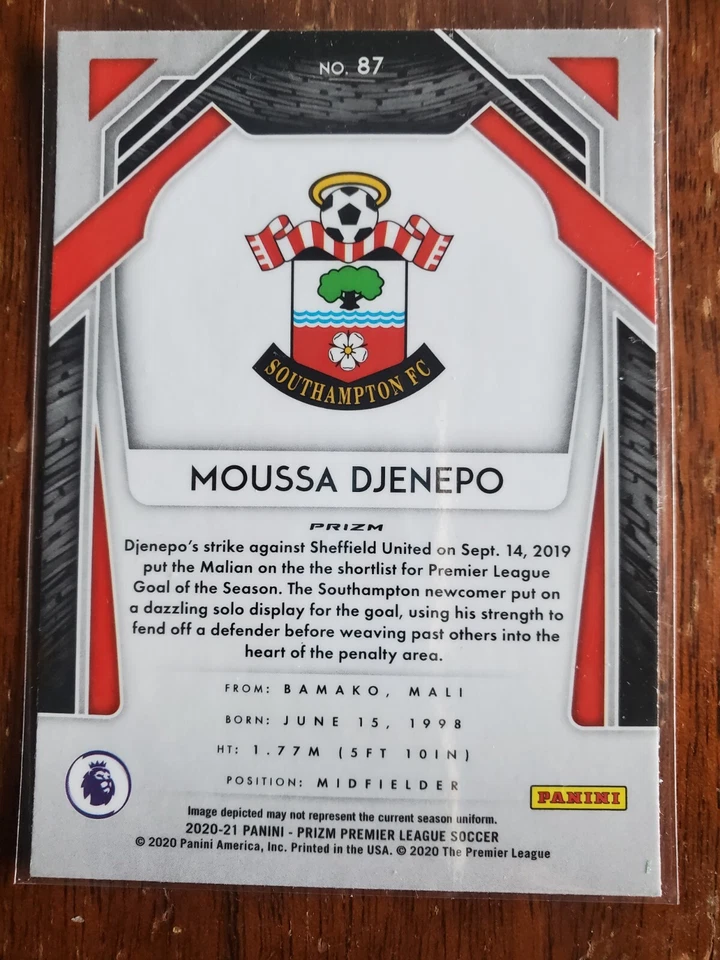 2020-21 Panini Prizm Premier League Moussa Djenepo Green Wave #87 MINT - Image 2 of 2