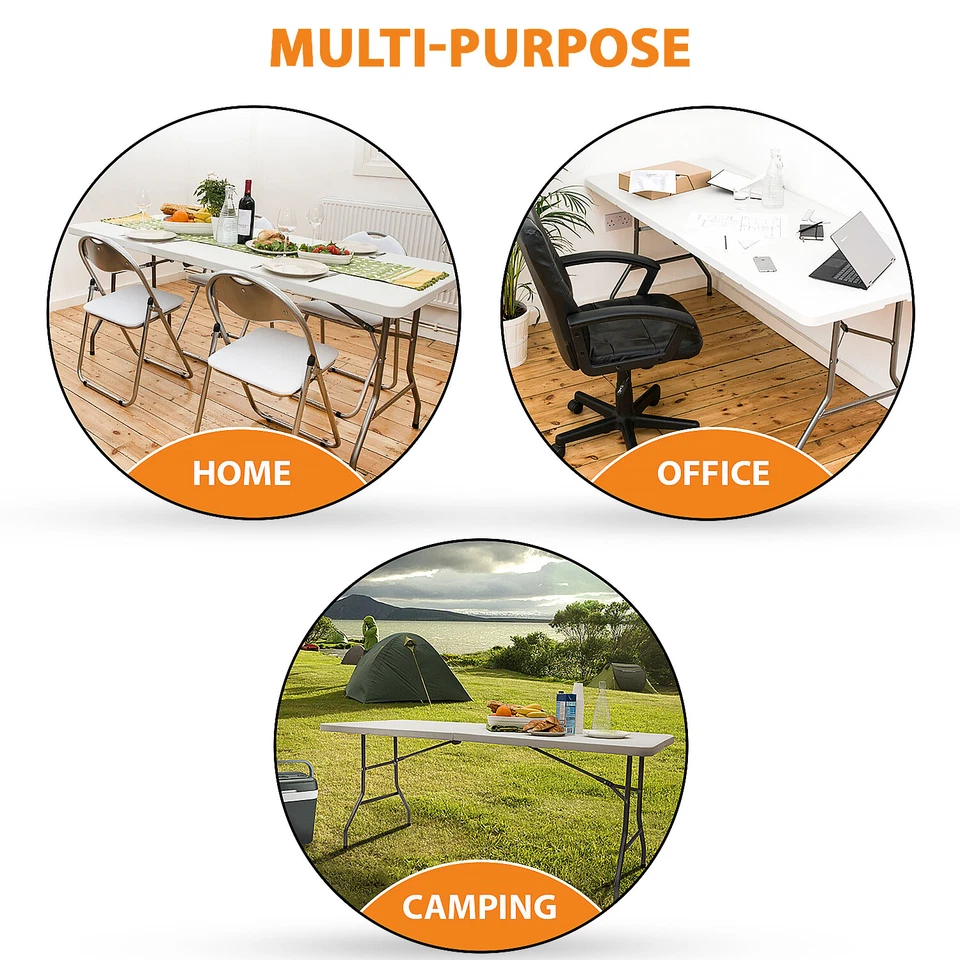 6FT CAMPING CATERING HEAVY DUTY FOLDING TABLE TRESTLE PICNIC BBQ PARTY - Image 4 of 4