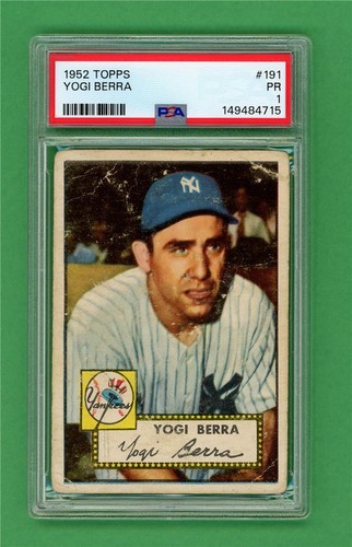 1952 Topps #191 Yogi Berra * CENTERED * PSA PR 1* New York Yankees baseball card