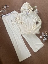 Juicy Couture Cream Velour Tracksuit Set - Size Small (S)