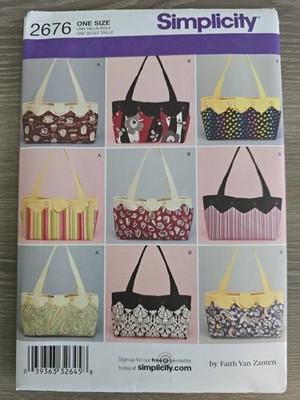 Simplicity Pattern 2676 Bags Hand Bags Totes Travel Changeable Covers UNCUT