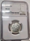 1892 Barber Silver Quarter 25c NGC MS61 Luster