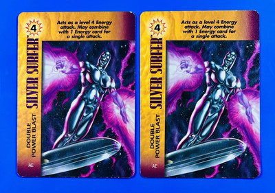 Two Marvel OverPower Silver Surfer Double Power Blast CCG TCG