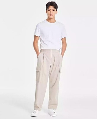 Alfani Men s Refined Cargo Pants 34x32 Beige Heather Stretch- MSRP $75- NWT