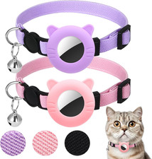 2 Pack Airtag Cat Collar, Breakaway Safety Buckle with Bell, Adjustable 7.8-12.6